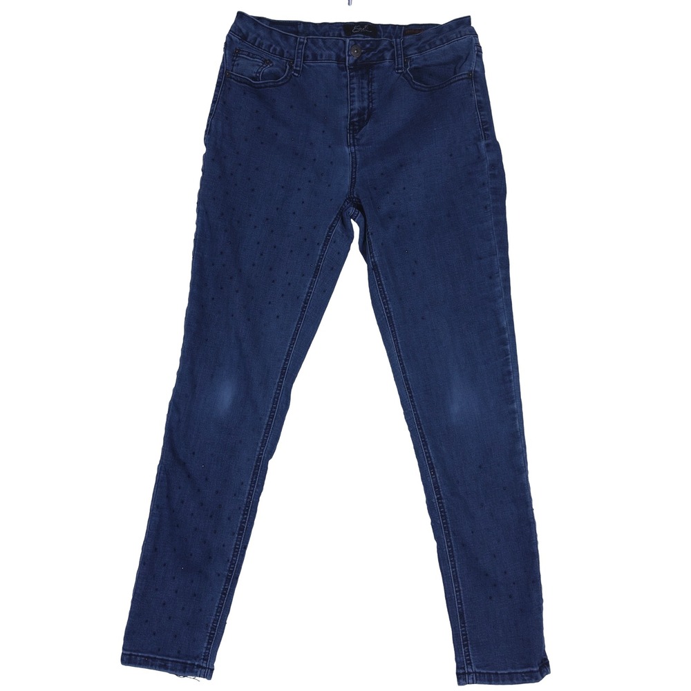 Earl Jean Skinny Ankle Jeans 10 Womens Rhinestone Embellished Blue